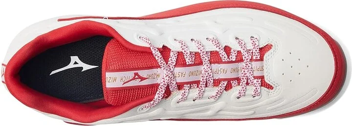 Mizuno Finch Elite 6 Low TPU Softball Cleats Women's Shoes White/Red : 7 B - Medium, Leather - Image 2