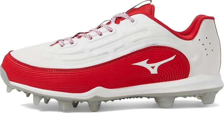 Mizuno Finch Elite 6 Low TPU Softball Cleats Women's Shoes White/Red : 7 B - Medium, Leather - Image 5