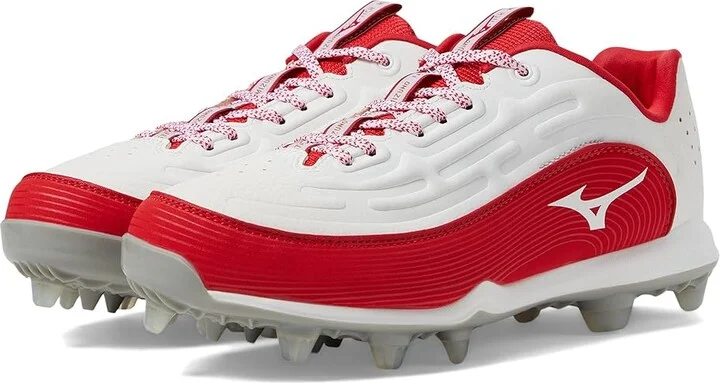 Mizuno Finch Elite 6 Low TPU Softball Cleats Women's Shoes White/Red : 7 B - Medium, Leather