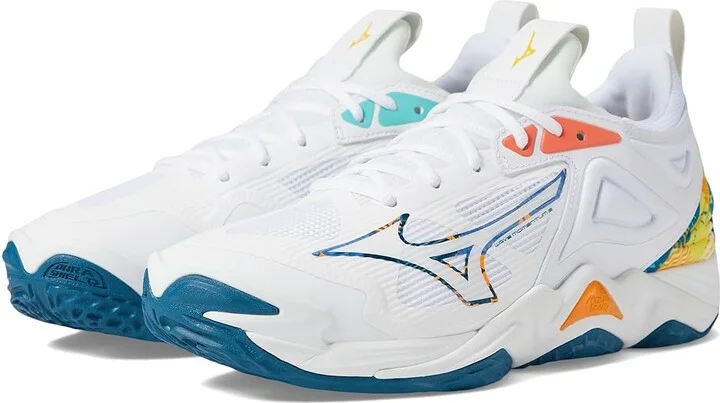 Mizuno Wave Momentum 3 Volleyball Shoes White/Moroccan Blue : Men's 8.5 - Women's 10 Medium, Synthetic