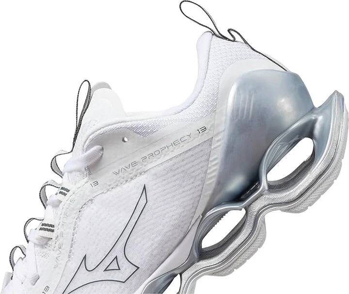 Mizuno Wave Prophecy 13 Women's Shoes White/Metallic Grey : Women's 6 B - Medium - Image 4