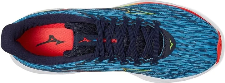 Mizuno Wave Rider 28 Men's Running Shoes Blue Pace/Green Gecko : 11.5 D - Medium, Rubber - Image 2