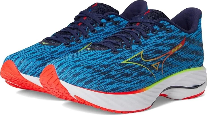 Mizuno Wave Rider 28 Men's Running Shoes Blue Pace/Green Gecko : 11.5 D - Medium, Rubber