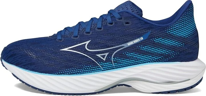 Mizuno Wave Rider 28 Men's Running Shoes Estate Blue/White : 11 D - Medium, Rubber - Image 5