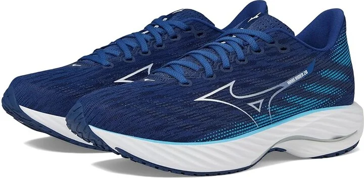 Mizuno Wave Rider 28 Men's Running Shoes Estate Blue/White : 11 D - Medium, Rubber