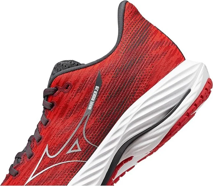 Mizuno Wave Rider 28 Men's Running Shoes High Risk Red/White : 12 D - Medium, Rubber - Image 4