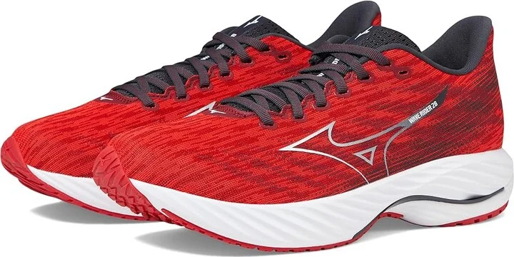 Mizuno Wave Rider 28 Men's Running Shoes High Risk Red/White : 12 D - Medium, Rubber