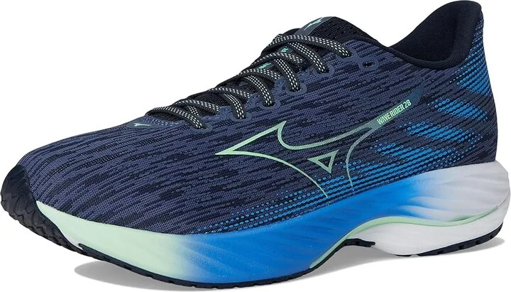 Mizuno Wave Rider 28 Men's Running Shoes Vintage Indigo/Neo Mint : 10 D - Medium, Rubber - Image 5