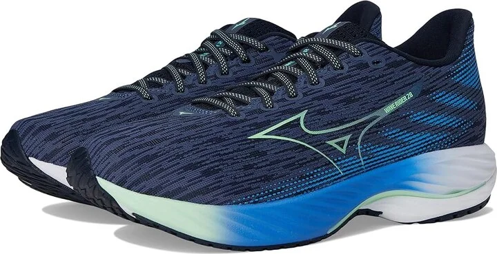 Mizuno Wave Rider 28 Men's Running Shoes Vintage Indigo/Neo Mint : 10 D - Medium, Rubber