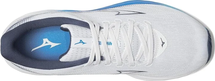 Mizuno Wave Rider 28 Men's Running Shoes White/Estate Blue : 7 D - Medium, Rubber - Image 2