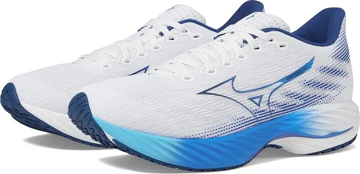 Mizuno Wave Rider 28 Men's Running Shoes White/Estate Blue : 7 D - Medium, Rubber