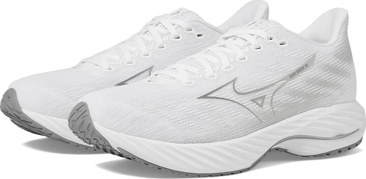 Mizuno Wave Rider 28 Men's Running Shoes White/Ultimate Grey : 7.5 D - Medium, Rubber