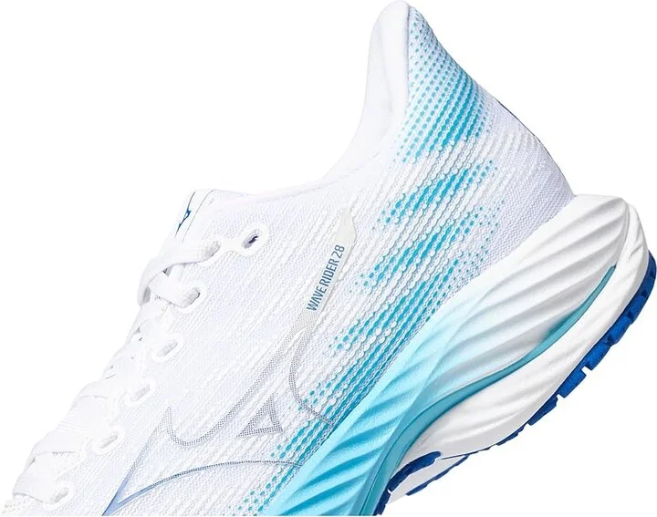 Mizuno Wave Rider 28 Women's Running Shoes White/Mugen Blue : Women's 6.5 B - Medium, Synthetic - Image 4