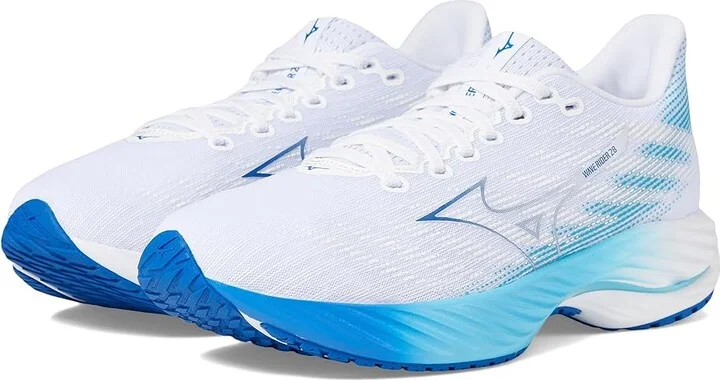 Mizuno Wave Rider 28 Women's Running Shoes White/Mugen Blue : Women's 6.5 B - Medium, Synthetic
