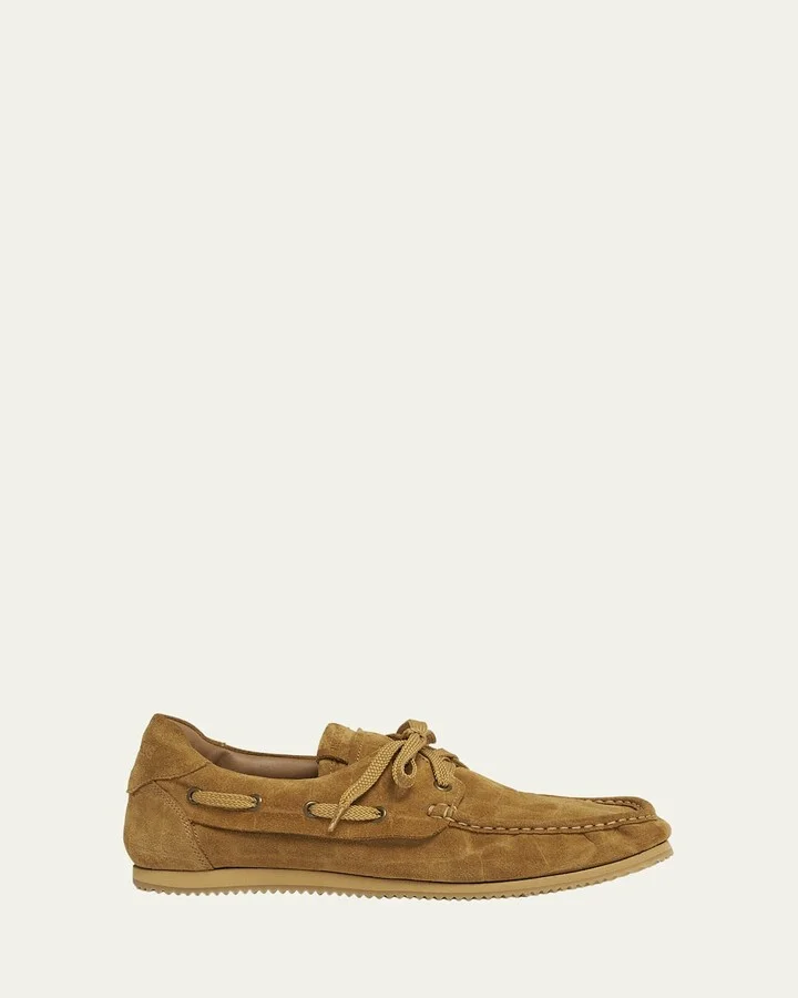 Moc-Toe Croc-Embossed Suede Boat Shoes