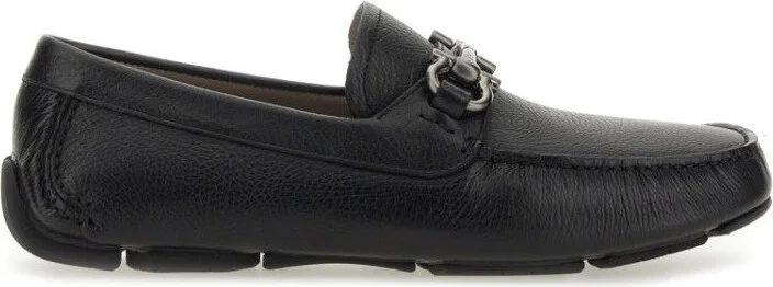Moccasin Gancini With Textured Calf Leather