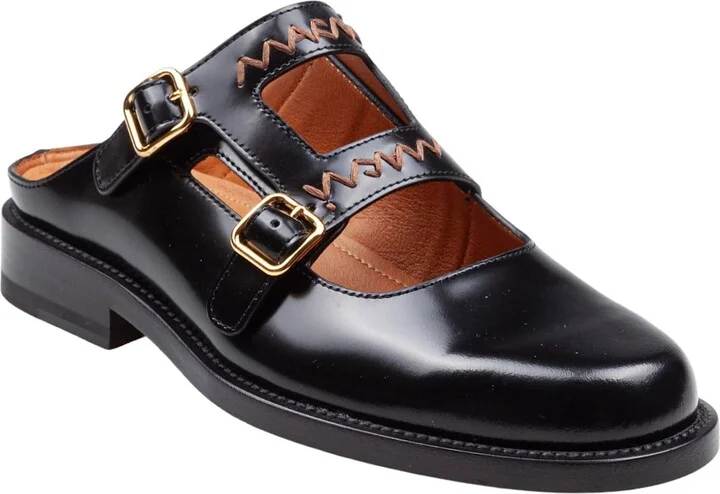 Moccasin Sabot In Brushed Leather Color Black - Image 2
