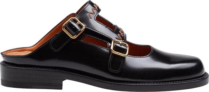 Moccasin Sabot In Brushed Leather Color Black