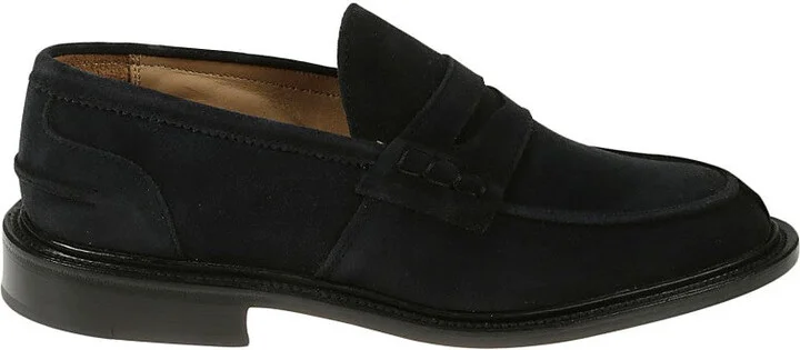 Moccasin-Style Blue Suede Loafers With Leather Details