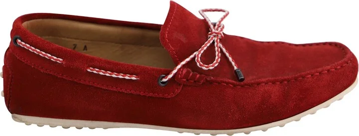 Moccasins Driving Loafers in Red Suede