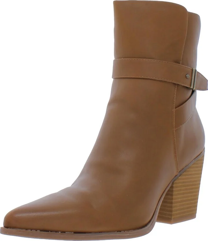 Mocha Womens Zipper Almond Toe Mid-Calf Boots