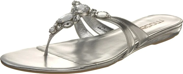 Silver Metal Leather With Colored Stone