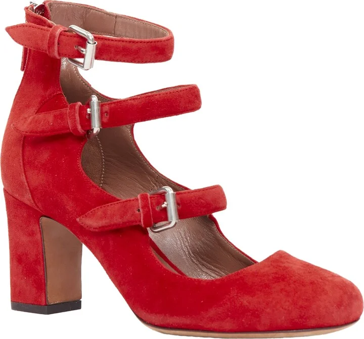 Moda Suede Leather Silver Buckles Strappy Heels