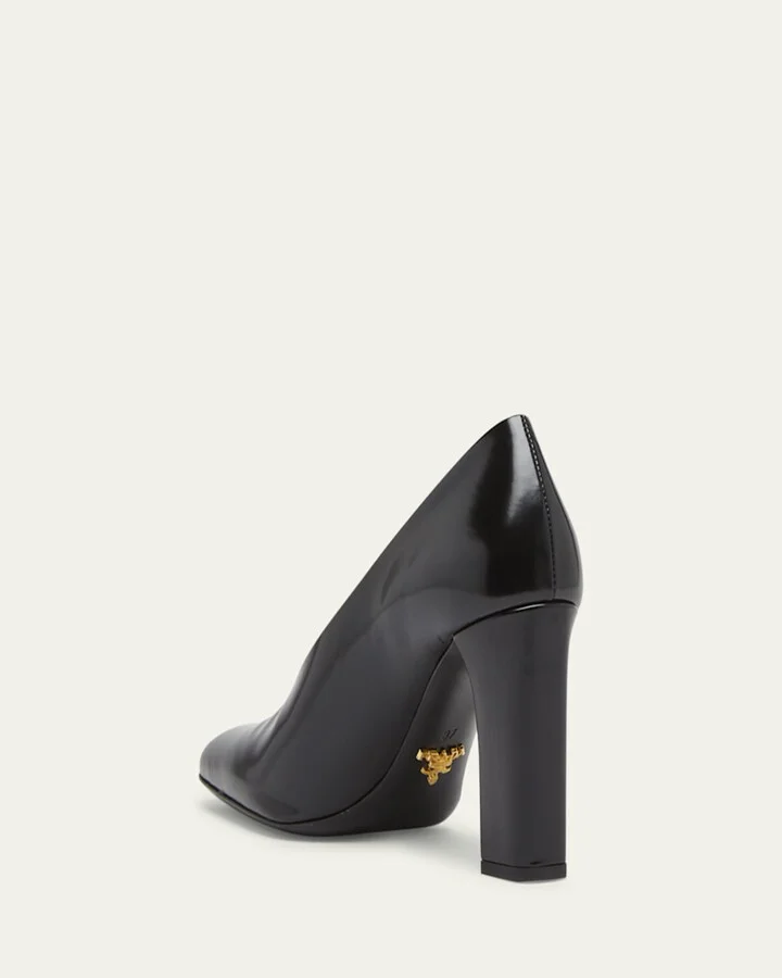 Modellerie Spazzolato Leather Block-Heel Pumps - Image 4