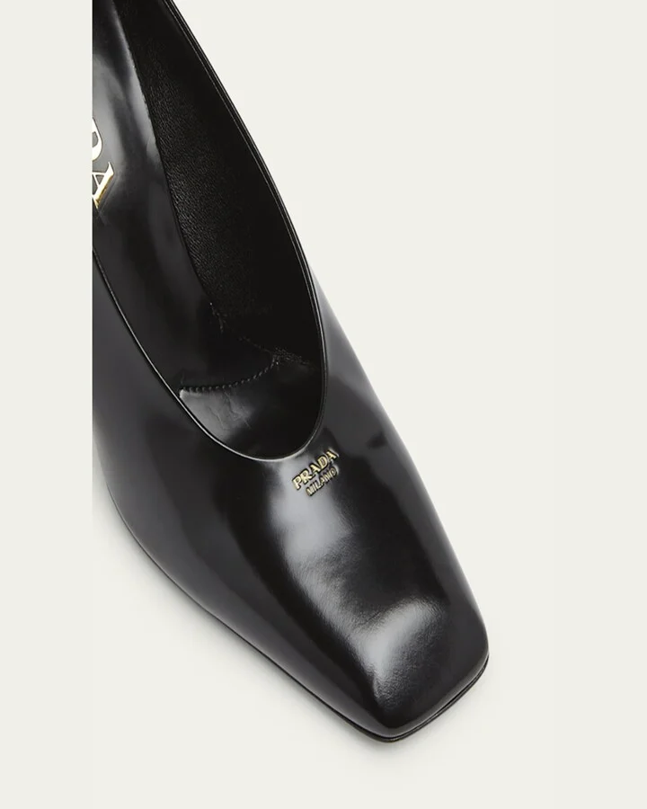 Modellerie Spazzolato Leather Block-Heel Pumps - Image 5