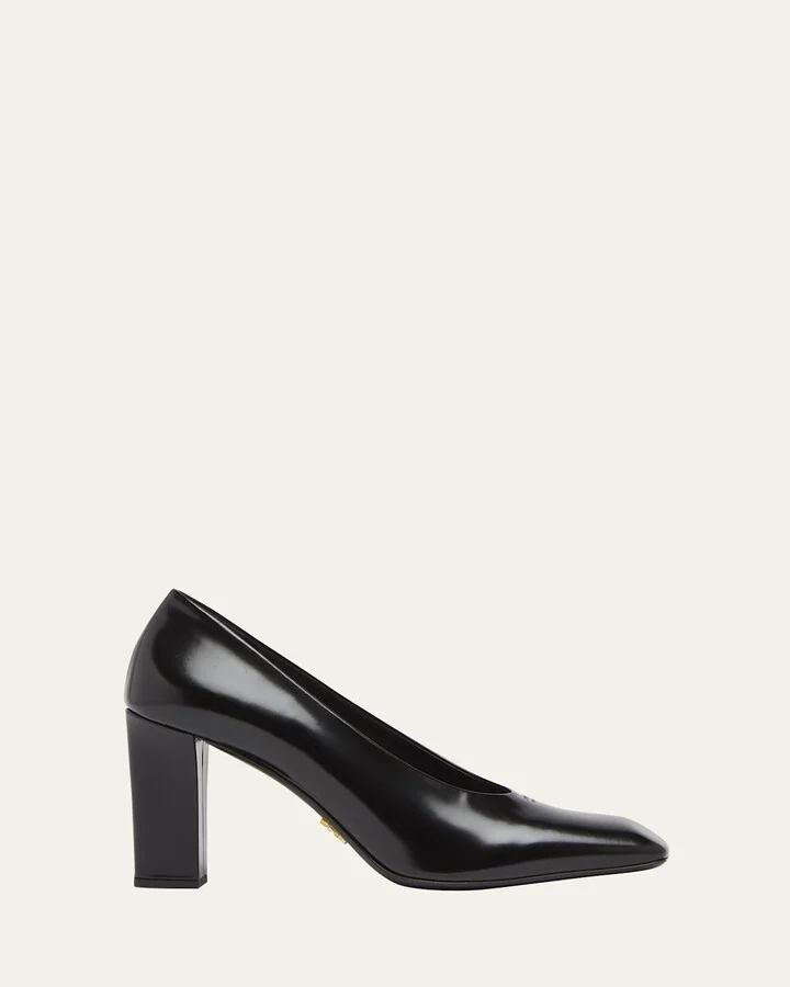 Modellerie Spazzolato Leather Block-Heel Pumps
