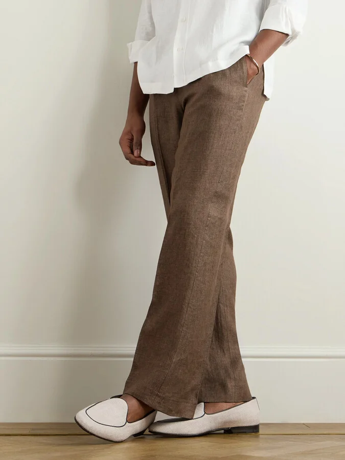 Modena Leather-Trimmed Linen-Twill Loafers - Image 2