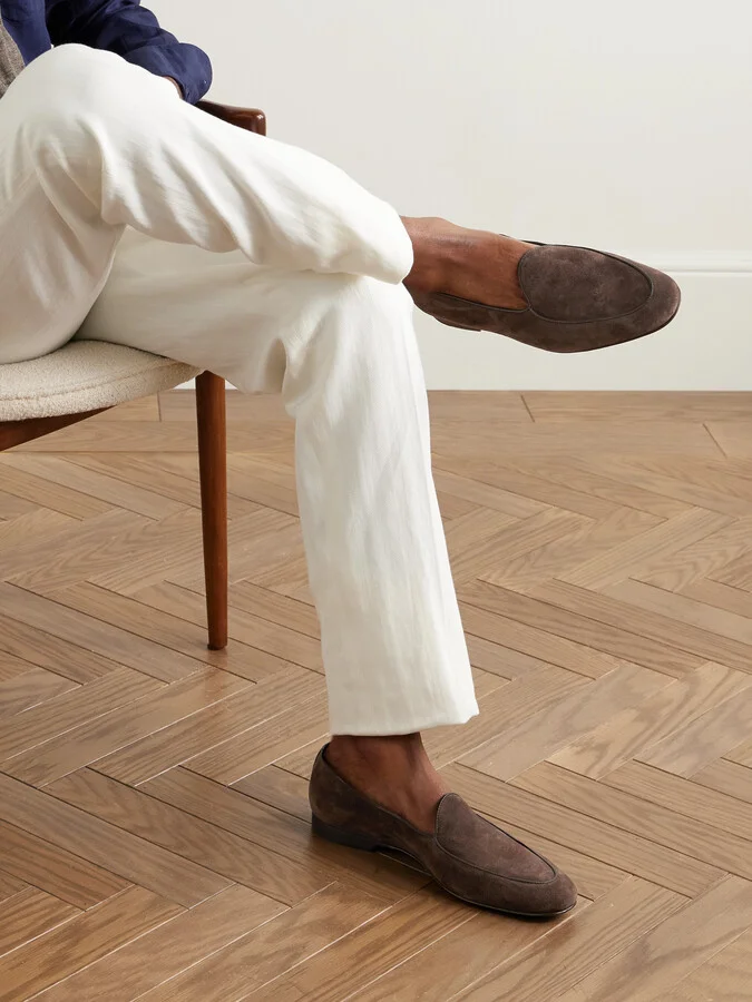 Modena Leather-Trimmed Suede Loafers - Image 2