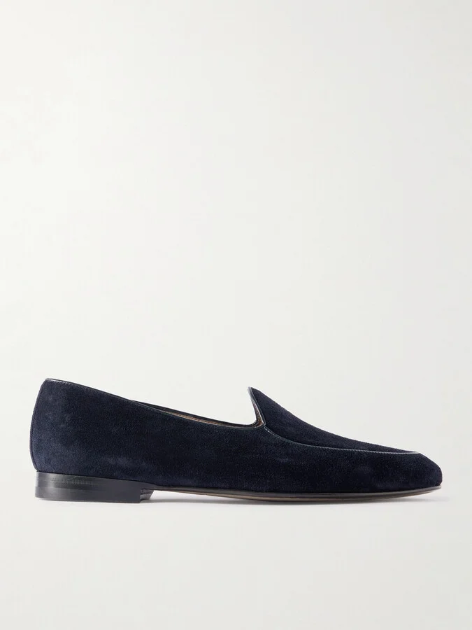 Modena Leather-Trimmed Suede Loafers