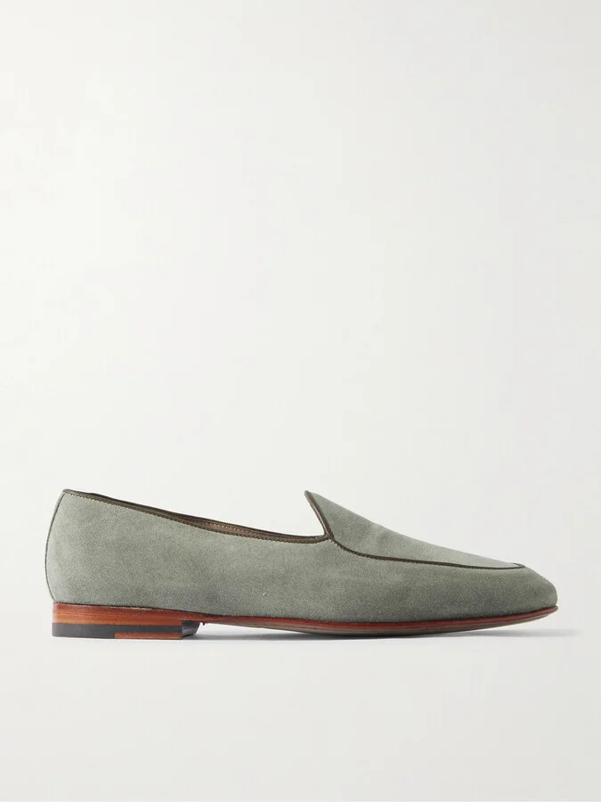 Modena Leather-Trimmed Suede Loafers