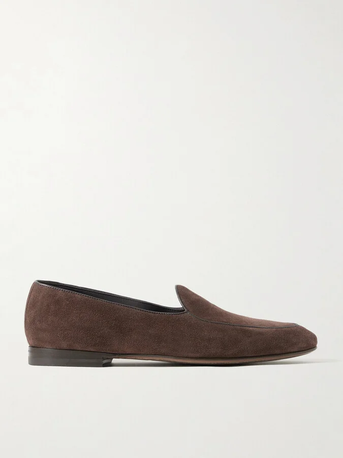 Modena Leather-Trimmed Suede Loafers