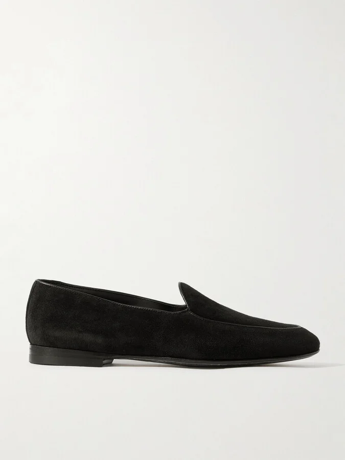 Modena Leather-Trimmed Suede Loafers