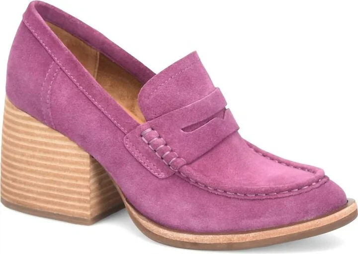 Modeste Suede High-Heeled Loafer In Purple Mulberry