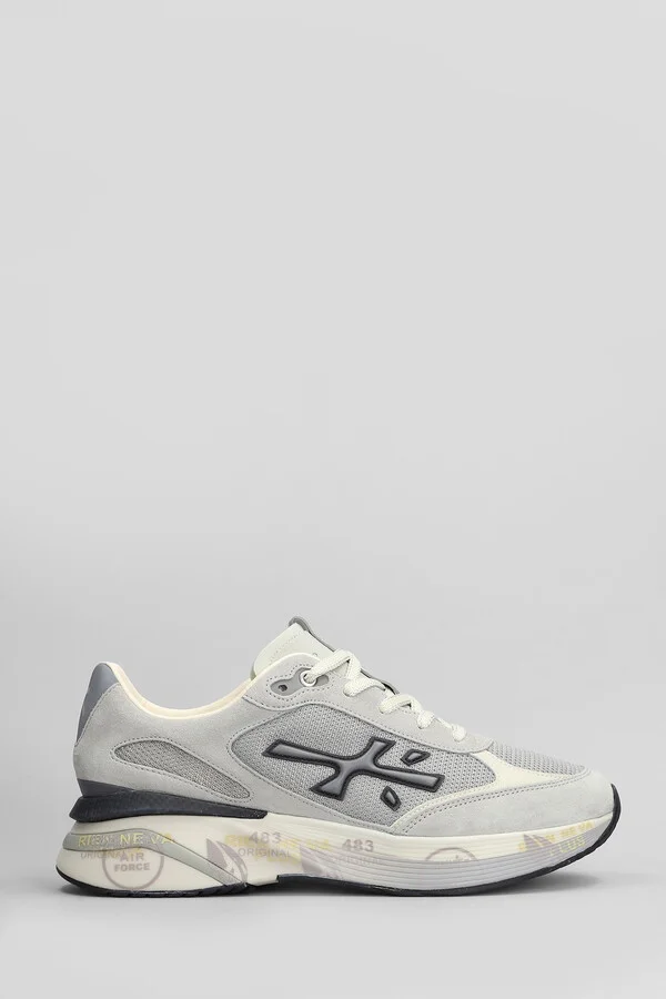 Moerun Sneakers In Grey Suede And Fabric