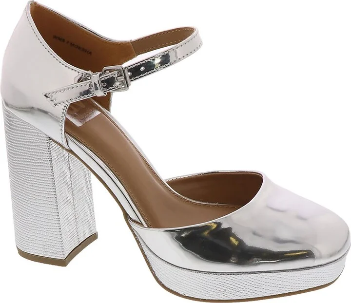 Moesha Womens Faux Leather Ankle Strap Block Heels