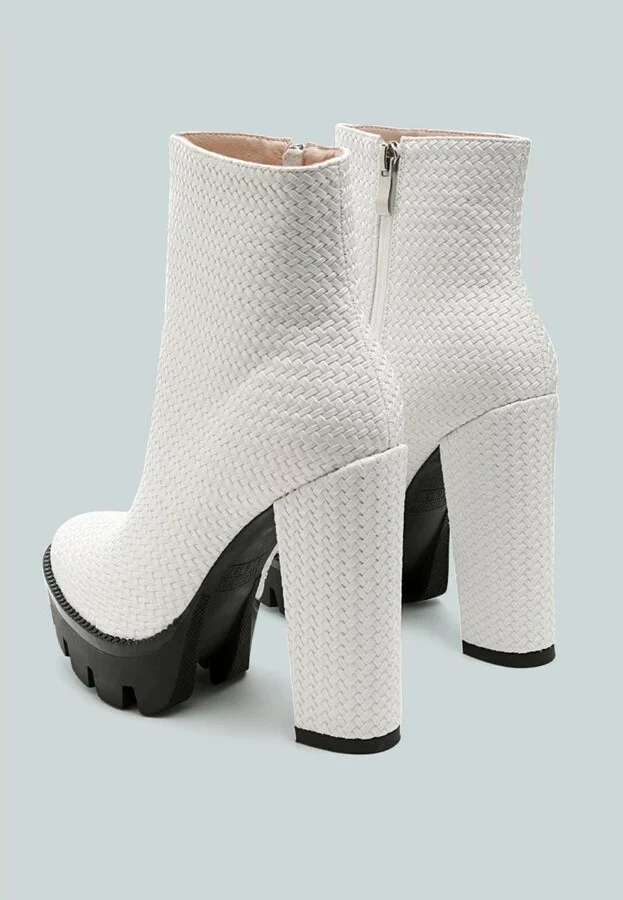 Moleski Textured Block Heeled Boots - Image 3