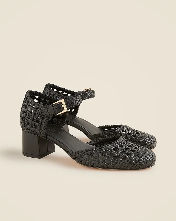 Mollie buckle-strap heels in woven leather - Image 2