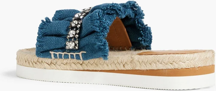 Mollie crystal-embellished canvas slides - Image 3