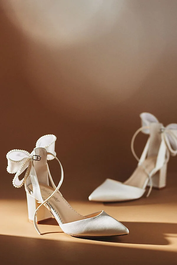 Molly Pearl Bow Block Heels - Image 2
