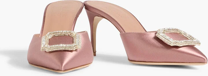 Mona 70 crystal-embellished satin mules - Image 2