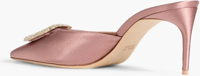 Mona 70 crystal-embellished satin mules - Image 3