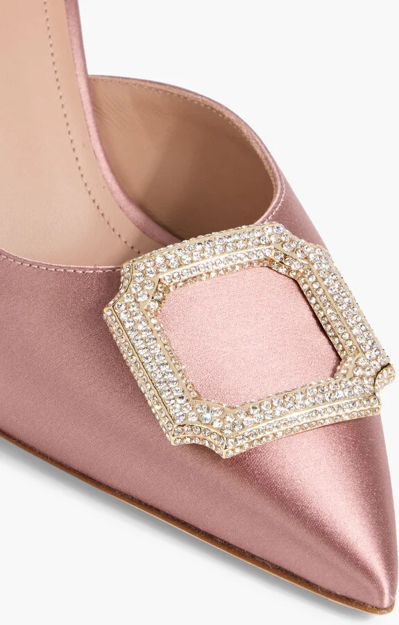 Mona 70 crystal-embellished satin mules - Image 4