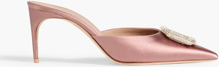 Mona 70 crystal-embellished satin mules