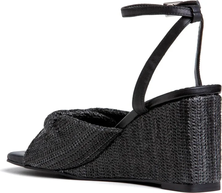 Mona Black Raffia Comfortable Wedge Work Day - Image 4