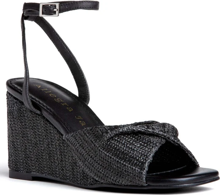 Mona Black Raffia Comfortable Wedge Work Day