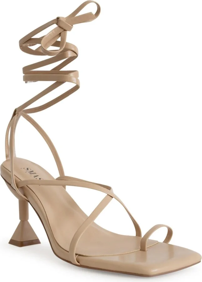Mona Womens Faux Leather Ankle Strap Heels